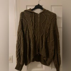 Hooded sweater with zipper jacket